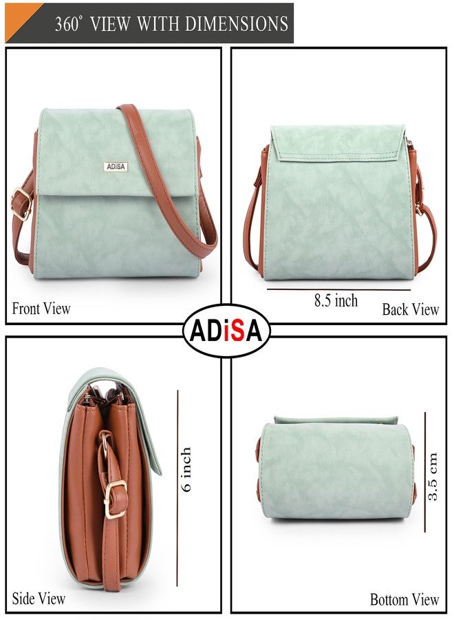 ADISA Women Girls Dual Cross Body Sling Bag (SL5158-GRN) - Image 2